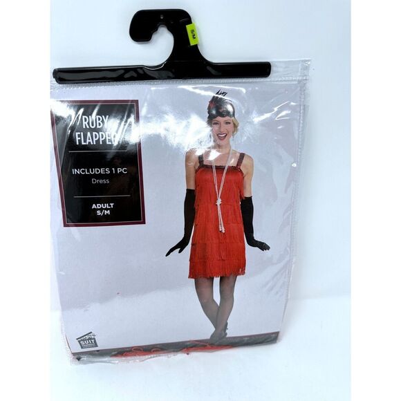 Ruby Flapper Halloween Costume for Women, Gatsby Ruby Red dress NEW S/M NEW - Picture 5 of 8